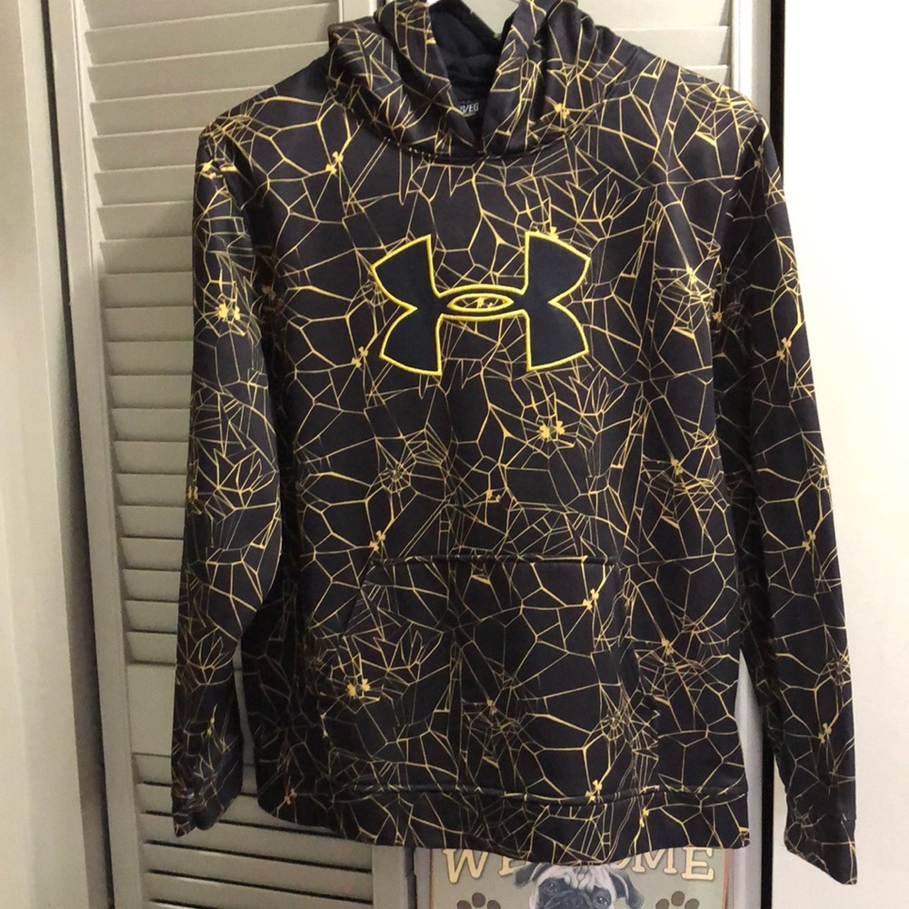 Under Armour Kids Hoodie - Black and Gold Spiderweb design